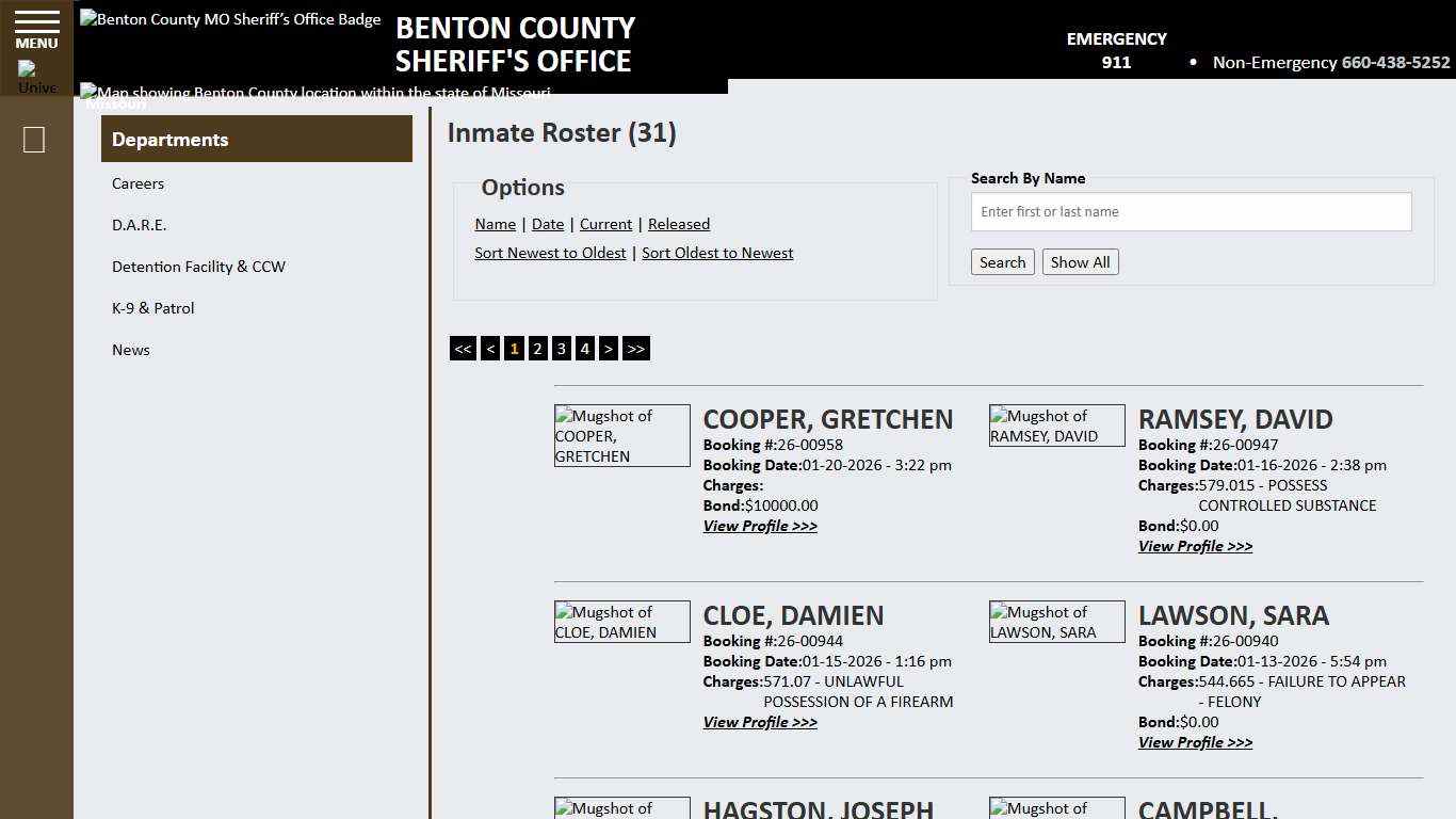 Inmate Roster - Current Inmates Booking Date Descending - Benton County MO Sheriff’s Office